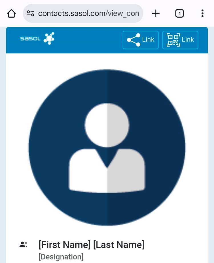Screenshot of a Contact Card open in Chrome